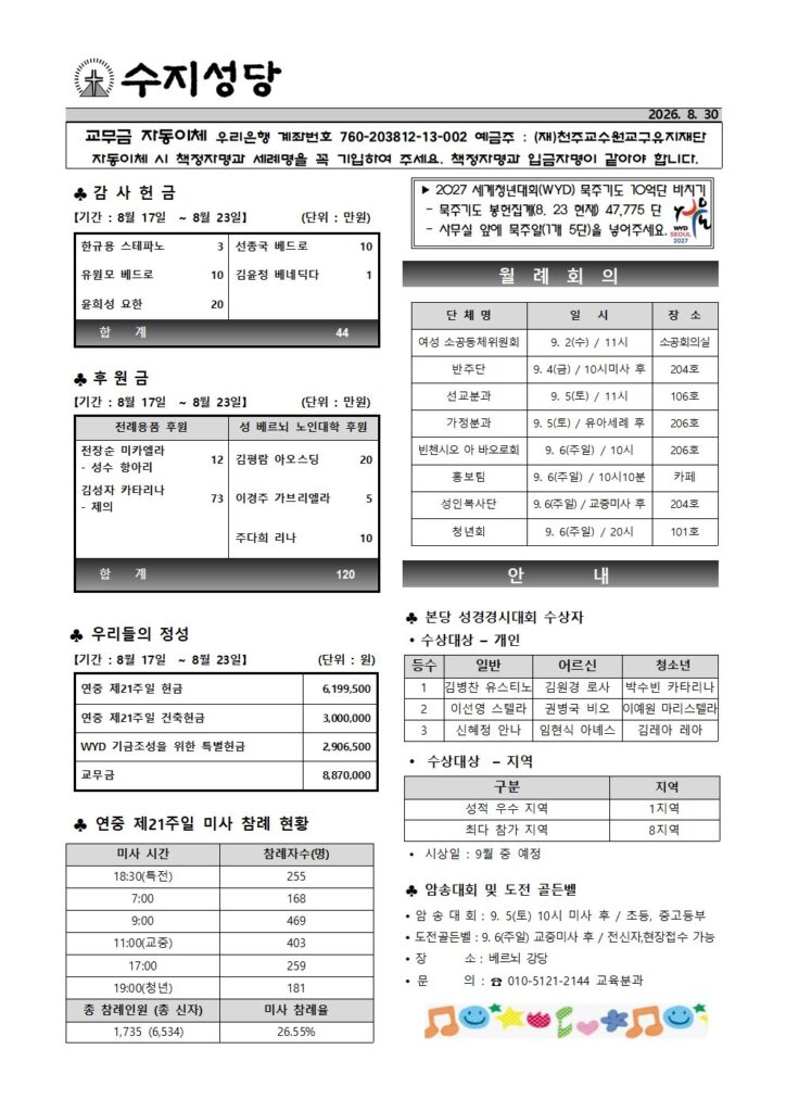 2026. 8. 30. – 연중 제22주일