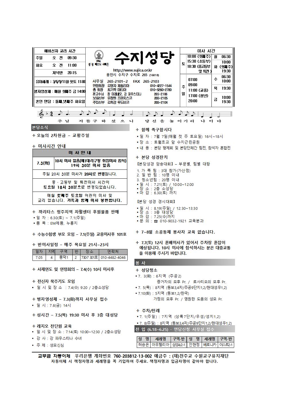 연중 제13주일 교황주일(18.07.01)
