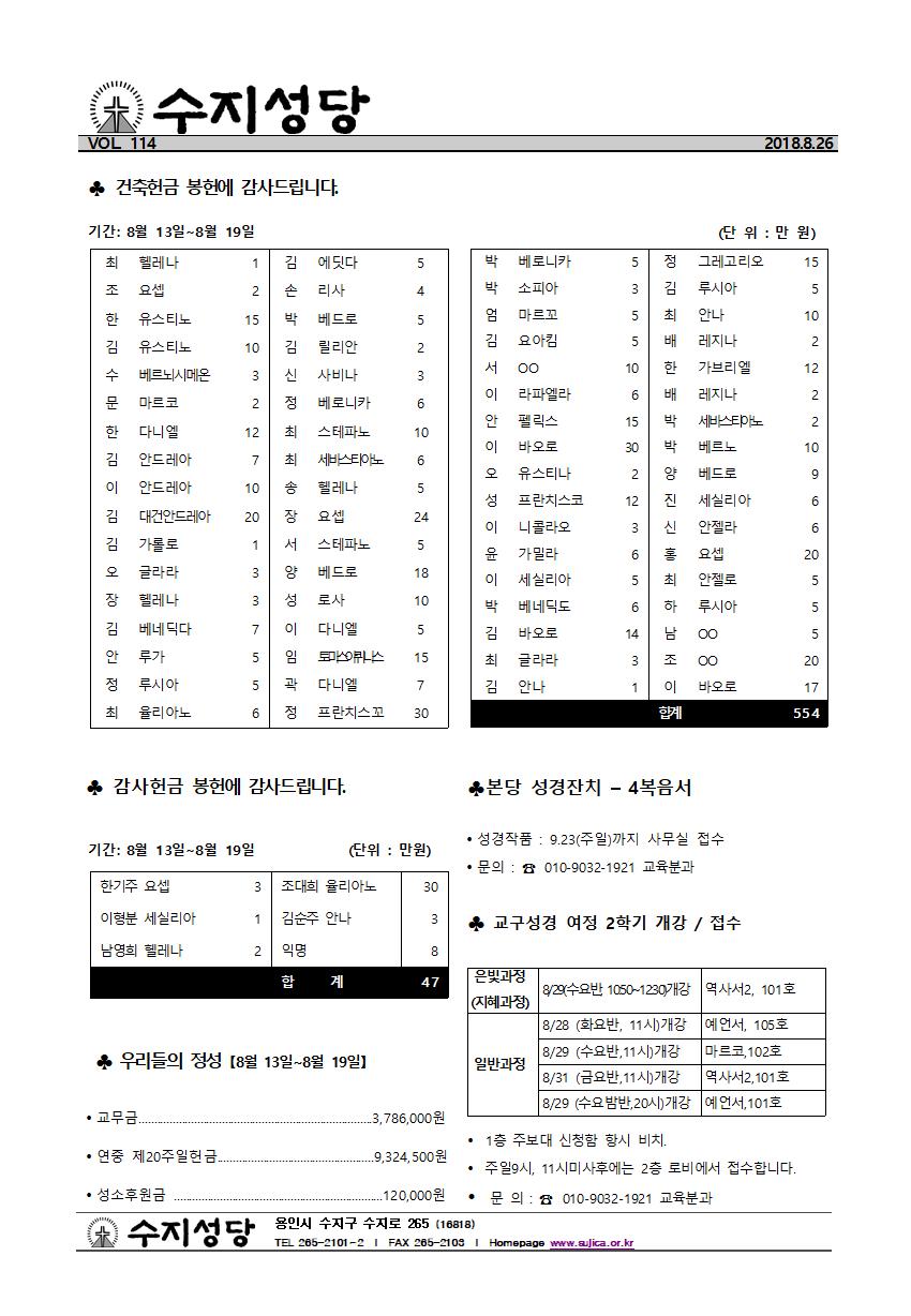 연중제21주일 주보와 간지(2018.08.26)