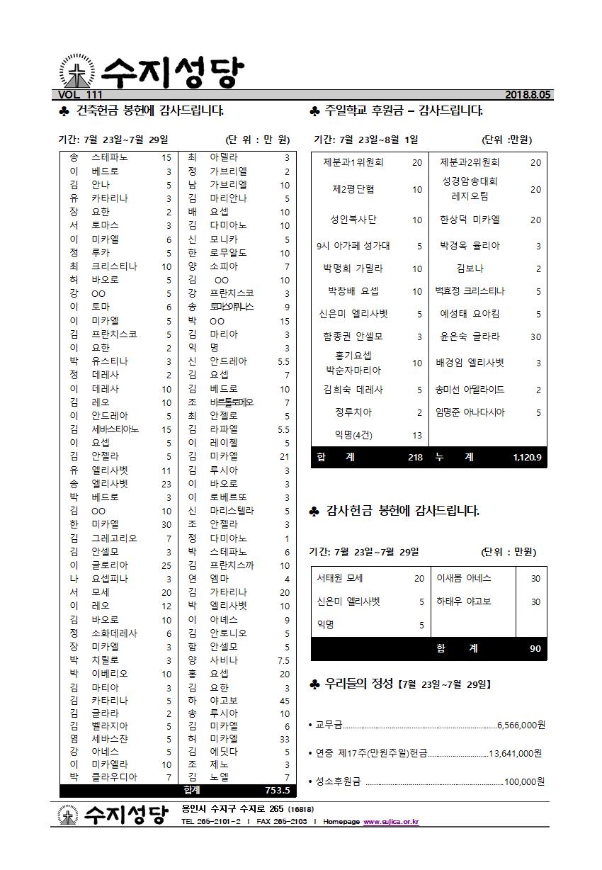 연중제18주일 주보와 간지(2018.08.05)