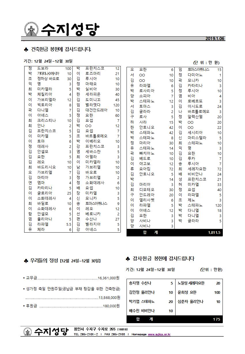 주님 공현 대축일 주보와 간지입니다.