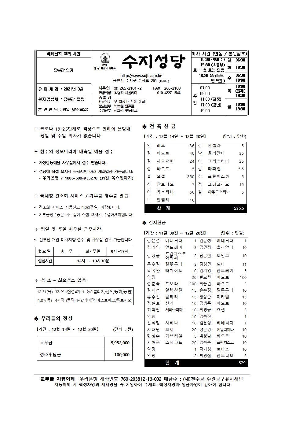 2020.12.27 – 예수, 마리아, 요셉의 성가정 축일