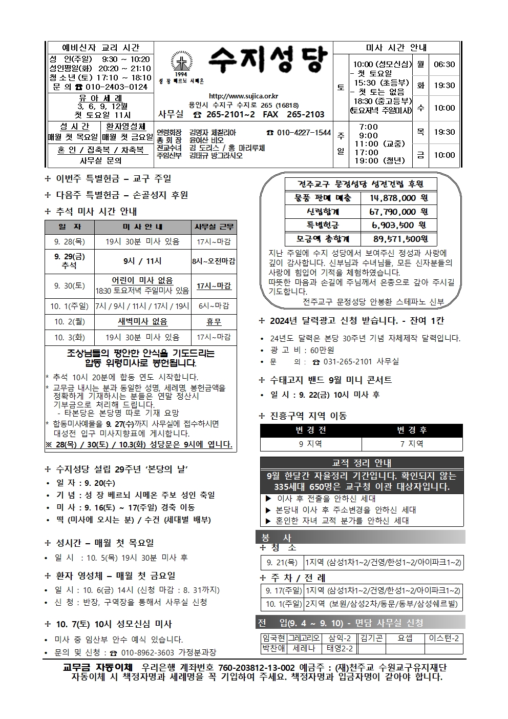 2023. 9. 17 – 성 김대건 안드레아 사제와 성 정하상 바오로와 동료 순교자들 대축일