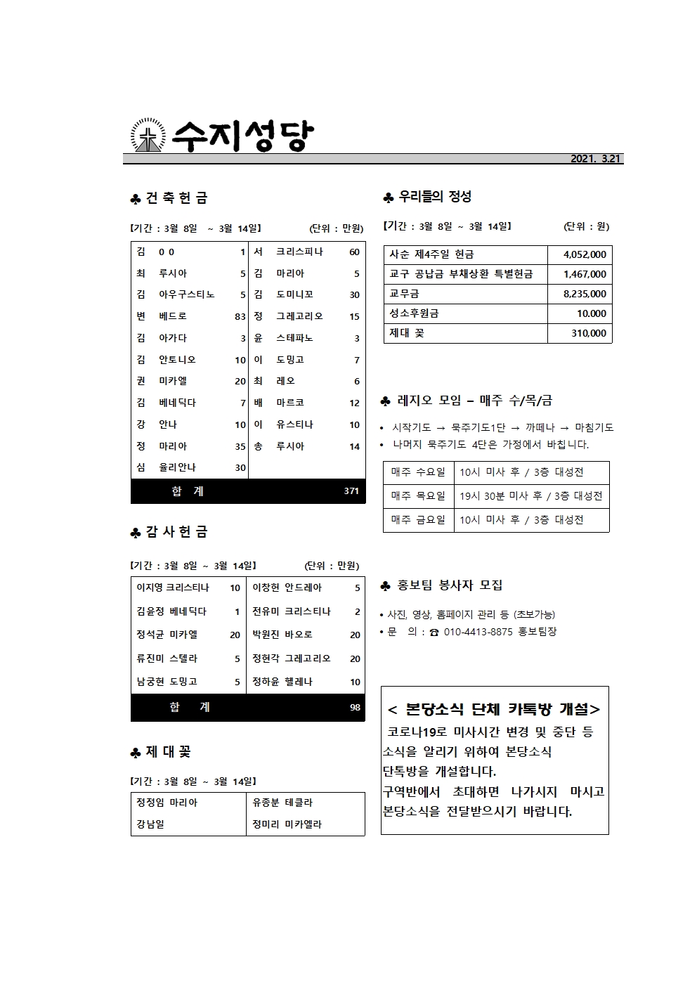 2021.03.21 – 사순 제5주일