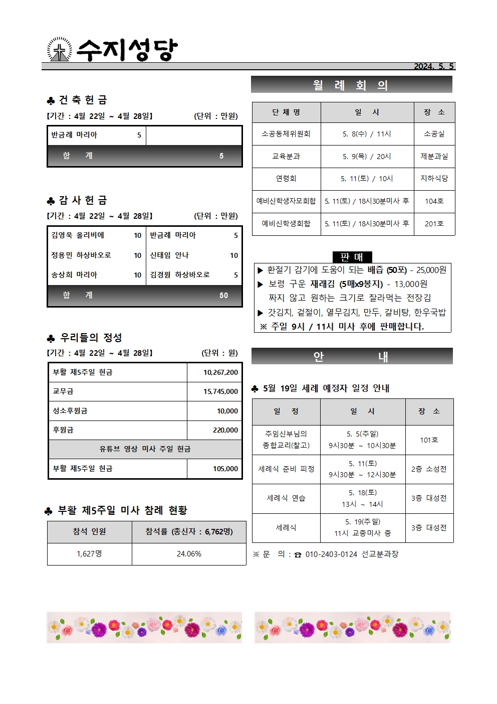 2024. 5. 5 – 부활 제6주일(생명주일)