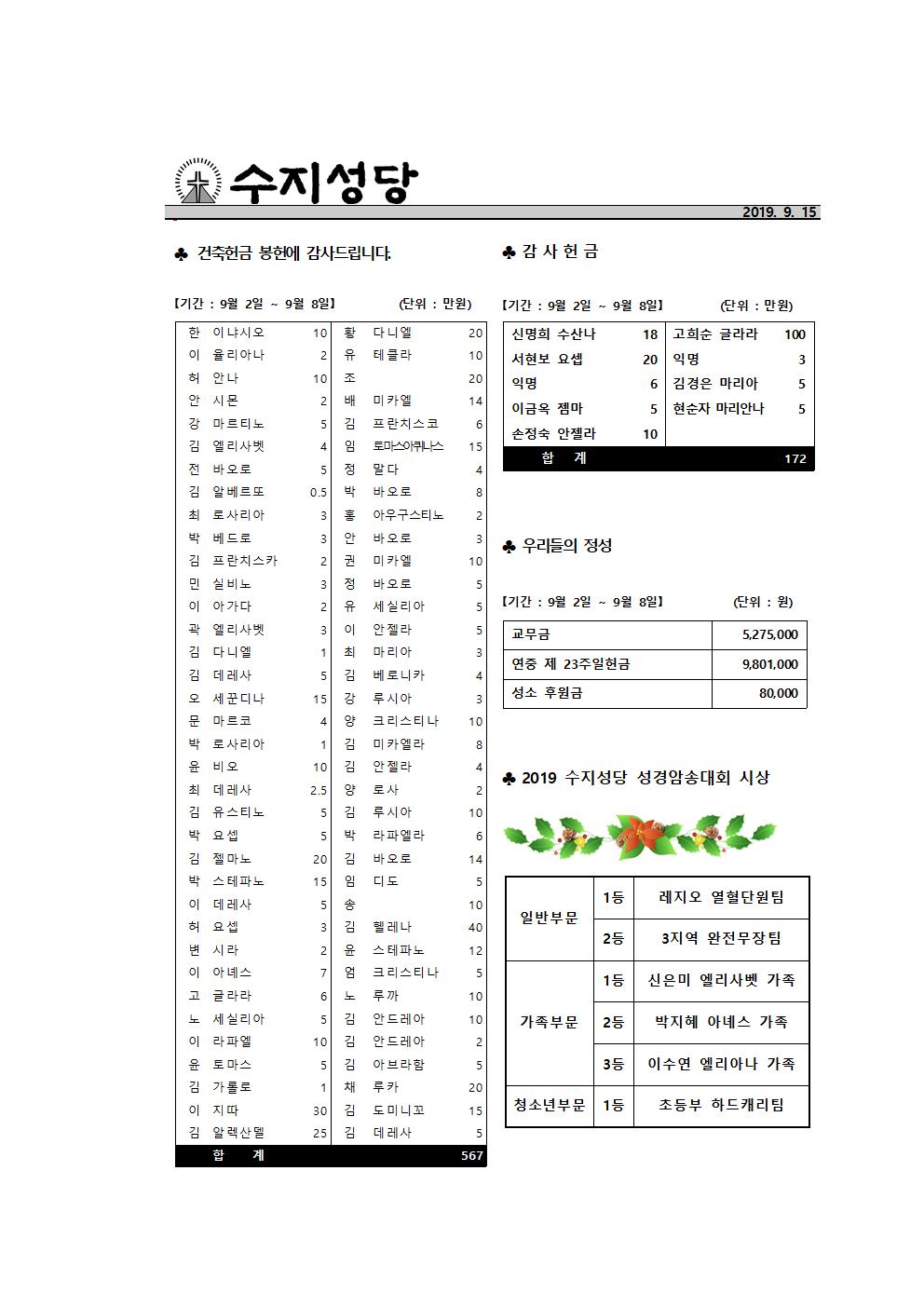 190915 – 연중 제 24주일