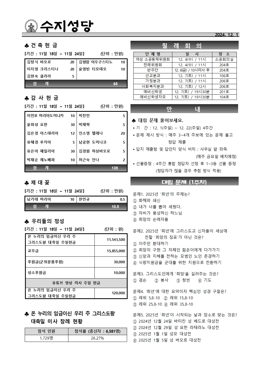 2024. 12. 1 – 대림 제1주일