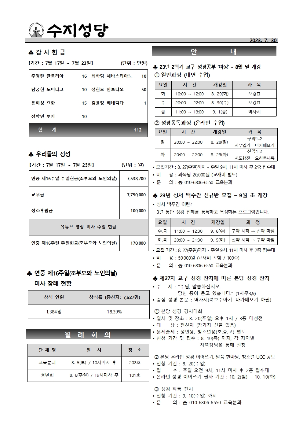 2023. 7. 30 – 연중 제17주일