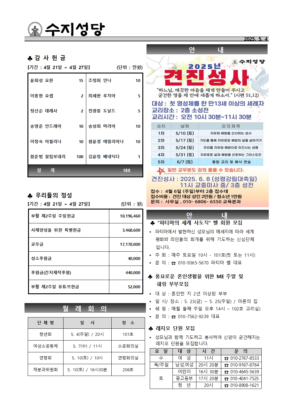 2025. 5. 4 – 부활 제3주일(생명주일)