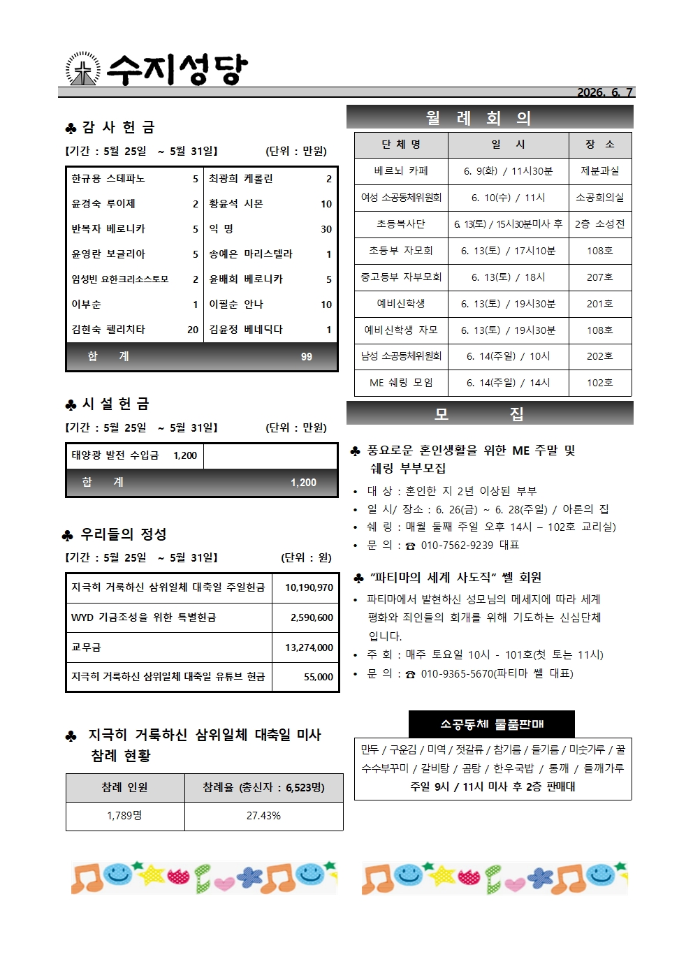 2026. 6. 7 – 지극히 거룩하신 그리스도의 성체 성혈 대축일