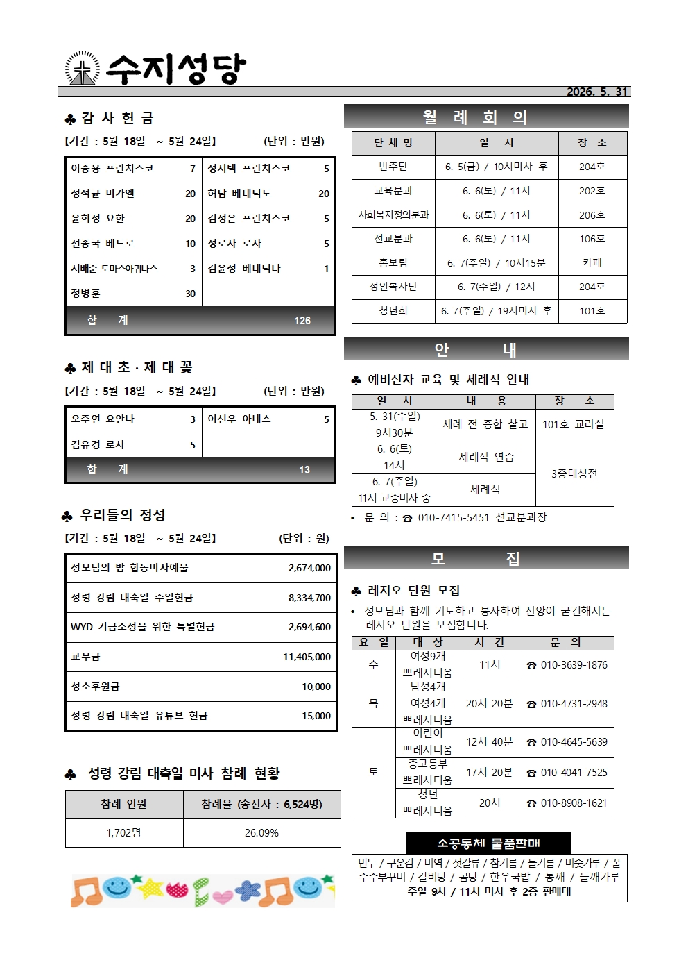2026. 5. 31 – 지극히 거룩하신 삼위일체 대축일(청소년 주일)