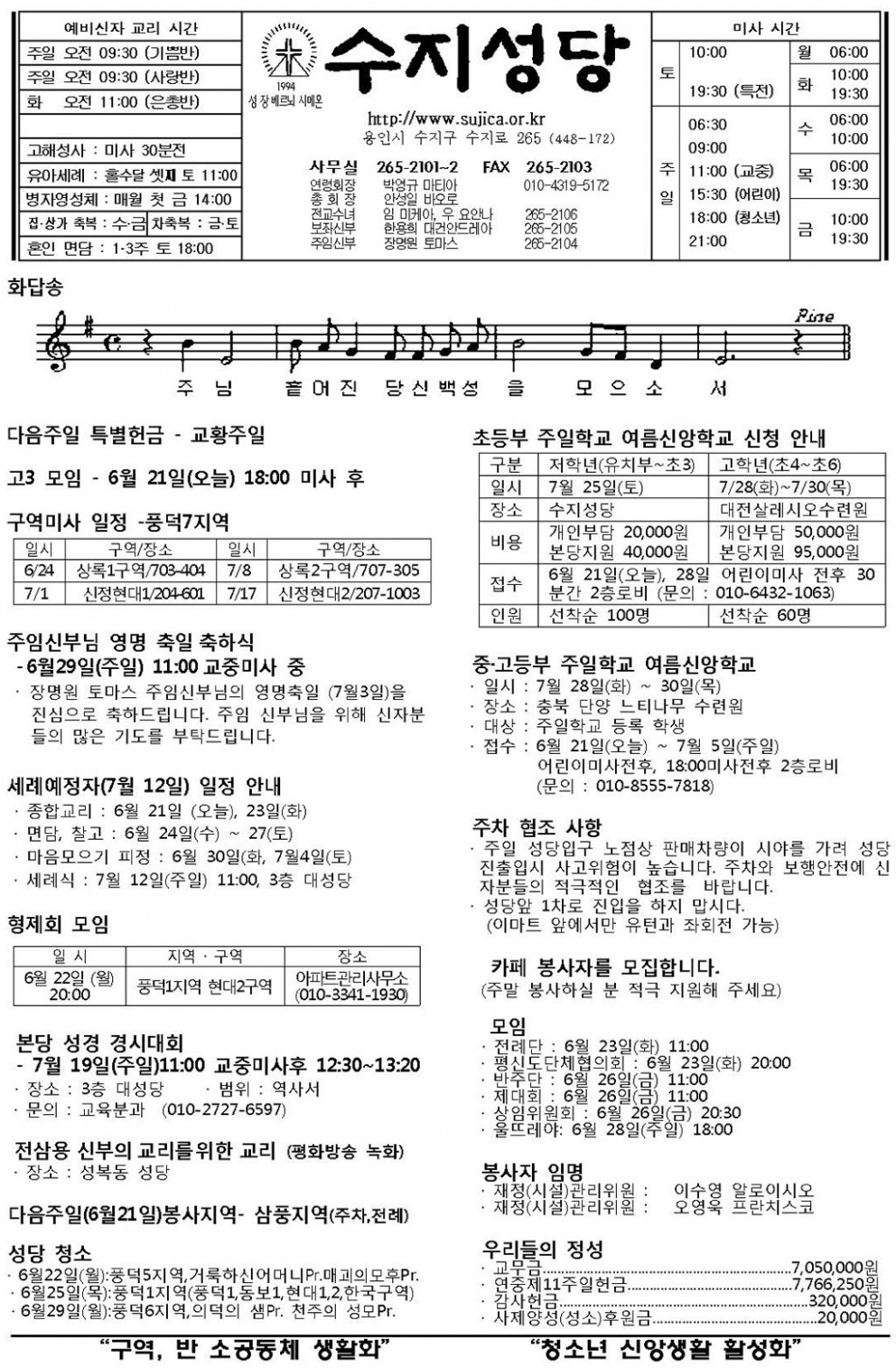 (주보) 민족의 화해와 일치를 위한 기도의 날 – 연중 제12주일 (2015. 6. 21)