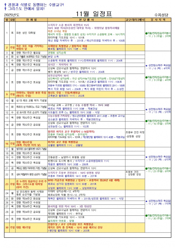 11월 일정표